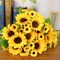 Summer Sunflowers – 6 Pack 12" Artificial Silk Flowers with Stems, 13 Heads & 27 Leaves for Indoor & Outdoor Decor Floral Arrangements